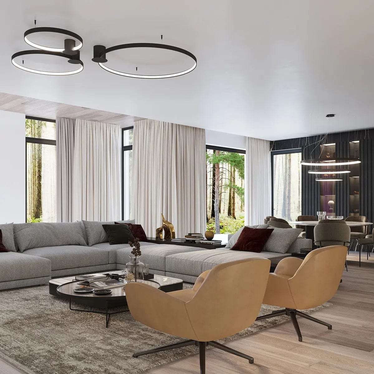 Sollux Lighting RIO 78 Ceiling Lamp Black 3000K - Unique Circular Design - High CRI LED - Flicker-Free Light - High Efficiency - Durable and Long-Lasting