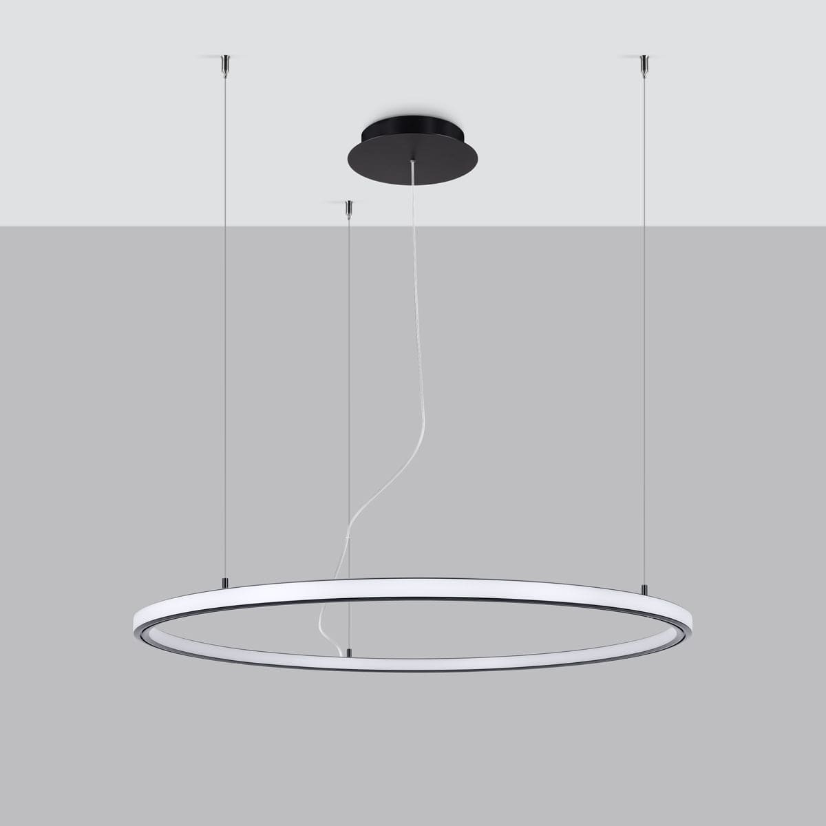 Sollux Lighting RISA LED Chandelier - 80 Black - 3000K Warm Light - Modern Minimalist Ring Design - Energy-Efficient with 5-Year Warranty