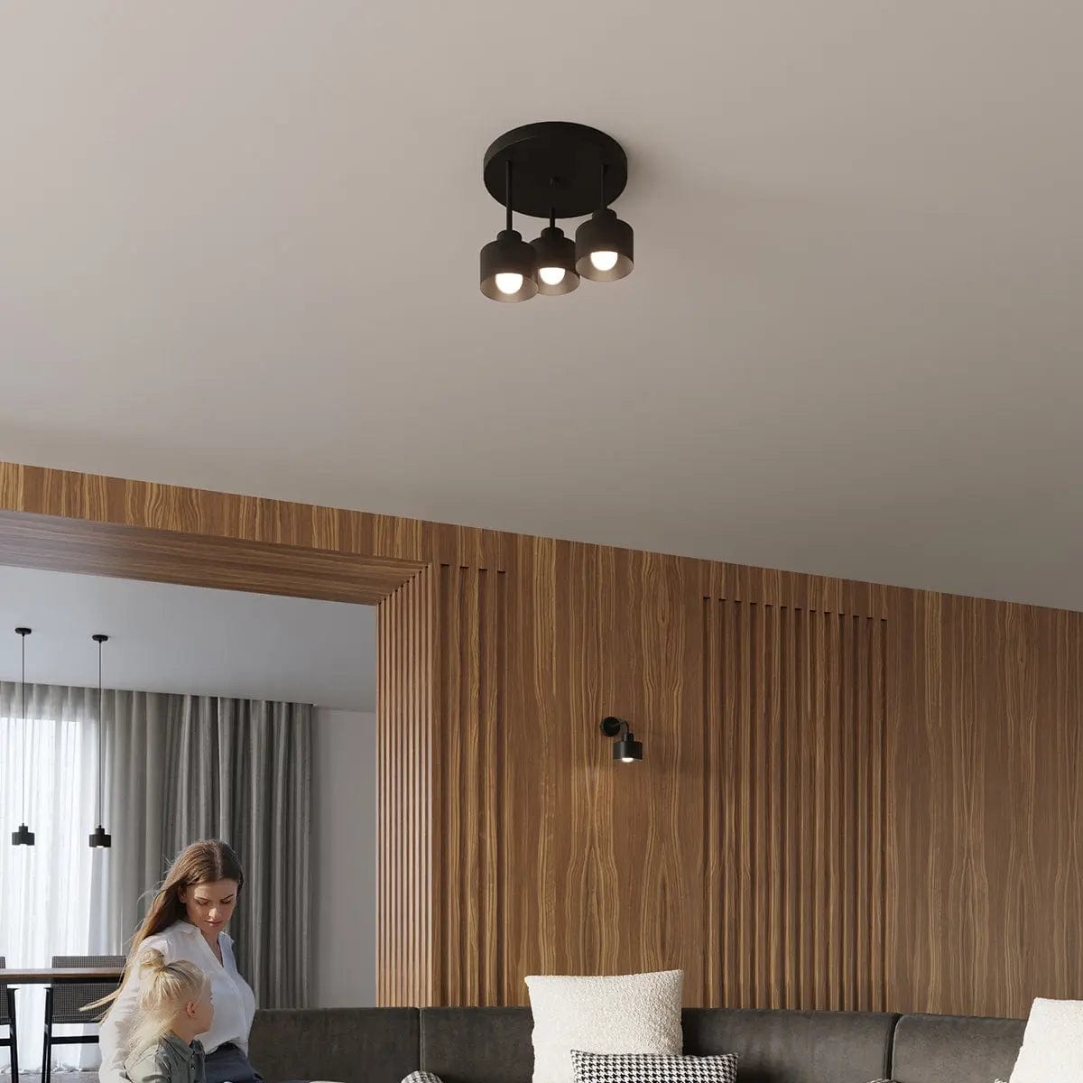 Sollux Lighting SAVAR 3 Black Ceiling Lamp – Modern Industrial Design – Matte Black Finish – 3 Adjustable LED Lights