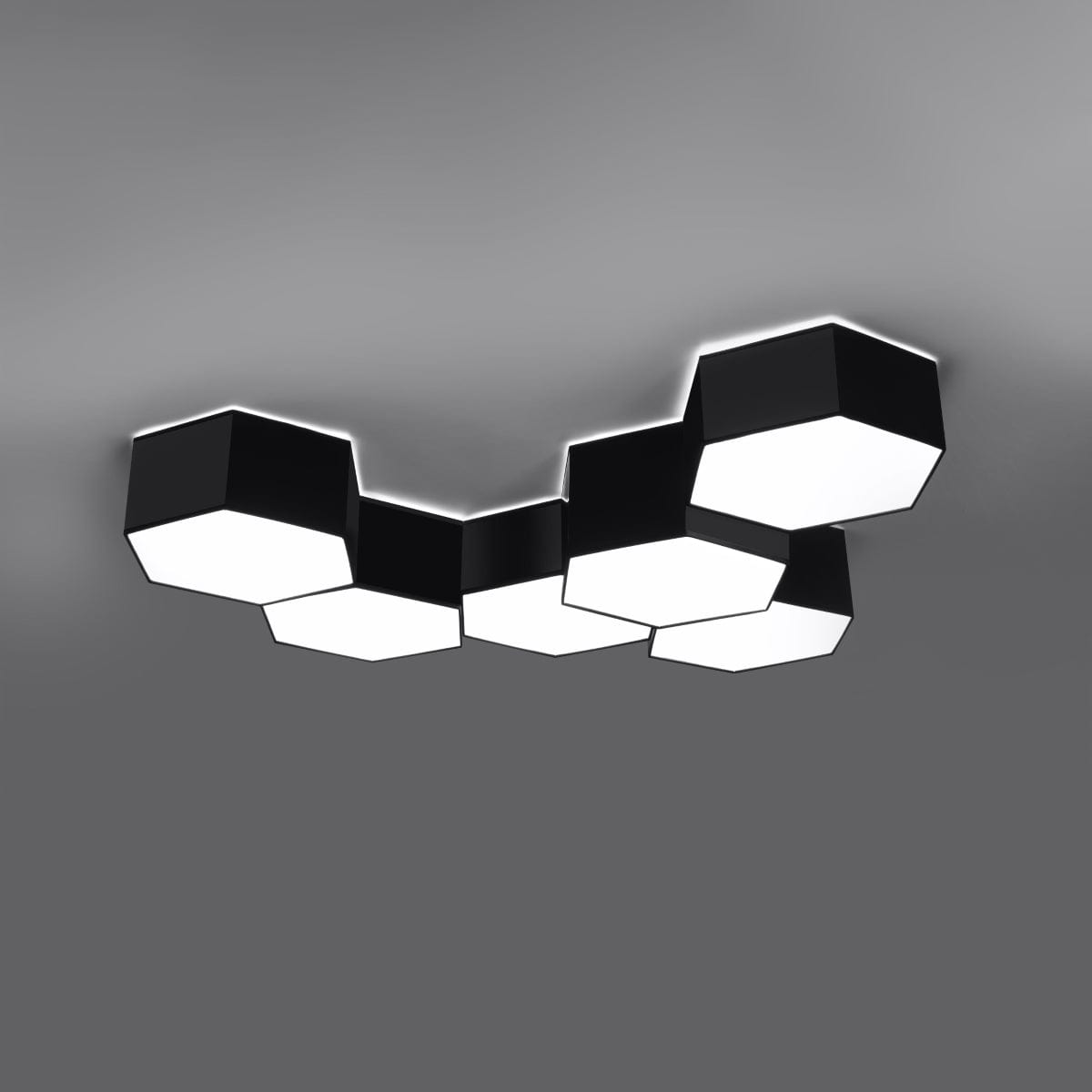Sollux Lighting SUNDE Ceiling Lamp 13 Black - Modern Hexagonal Design - Warm Glow - Replaceable LED Bulb - Easy Surface Mount - Perfect for Living Room or Bedroom