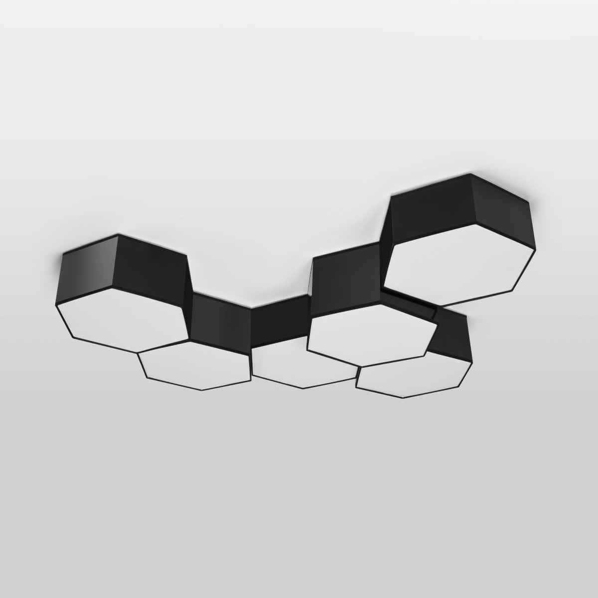 Sollux Lighting SUNDE Ceiling Lamp 13 Black - Modern Hexagonal Design - Warm Glow - Replaceable LED Bulb - Easy Surface Mount - Perfect for Living Room or Bedroom