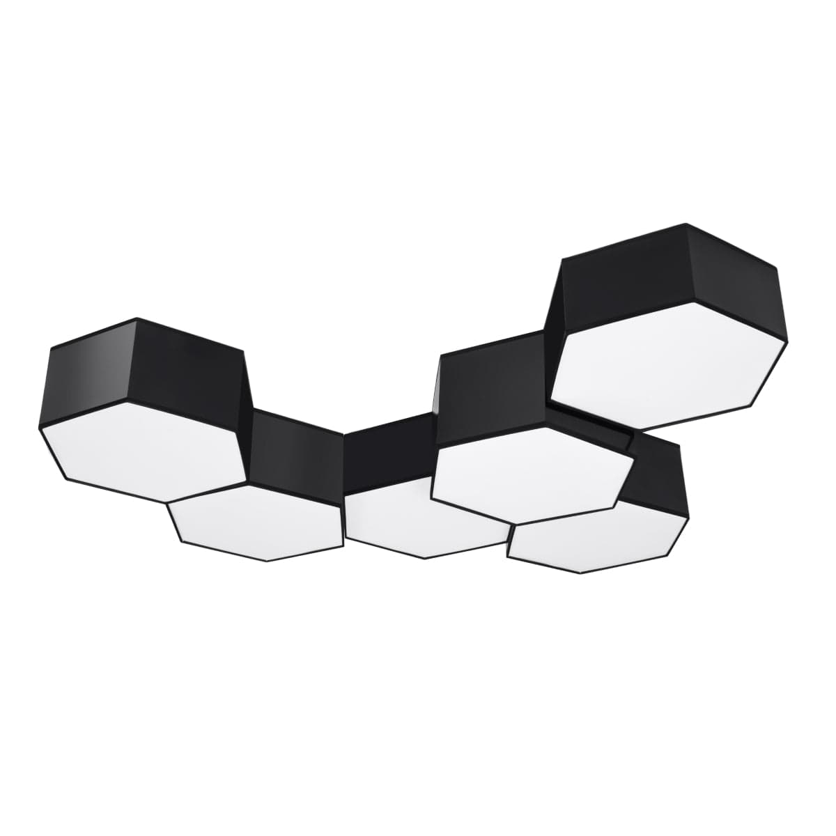 Sollux Lighting SUNDE Ceiling Lamp 13 Black - Modern Hexagonal Design - Warm Glow - Replaceable LED Bulb - Easy Surface Mount - Perfect for Living Room or Bedroom