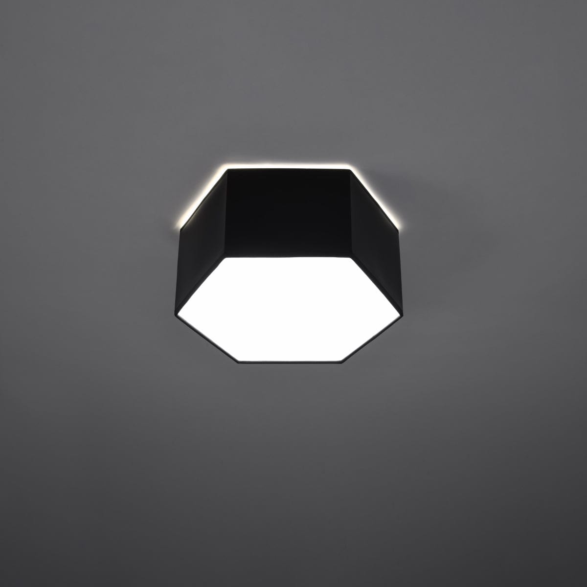 Sollux Lighting SUNDE Ceiling Lamp 13 Black - Modern Hexagonal Design - Warm Glow - Replaceable LED Bulb - Easy Surface Mount - Perfect for Living Room or Bedroom