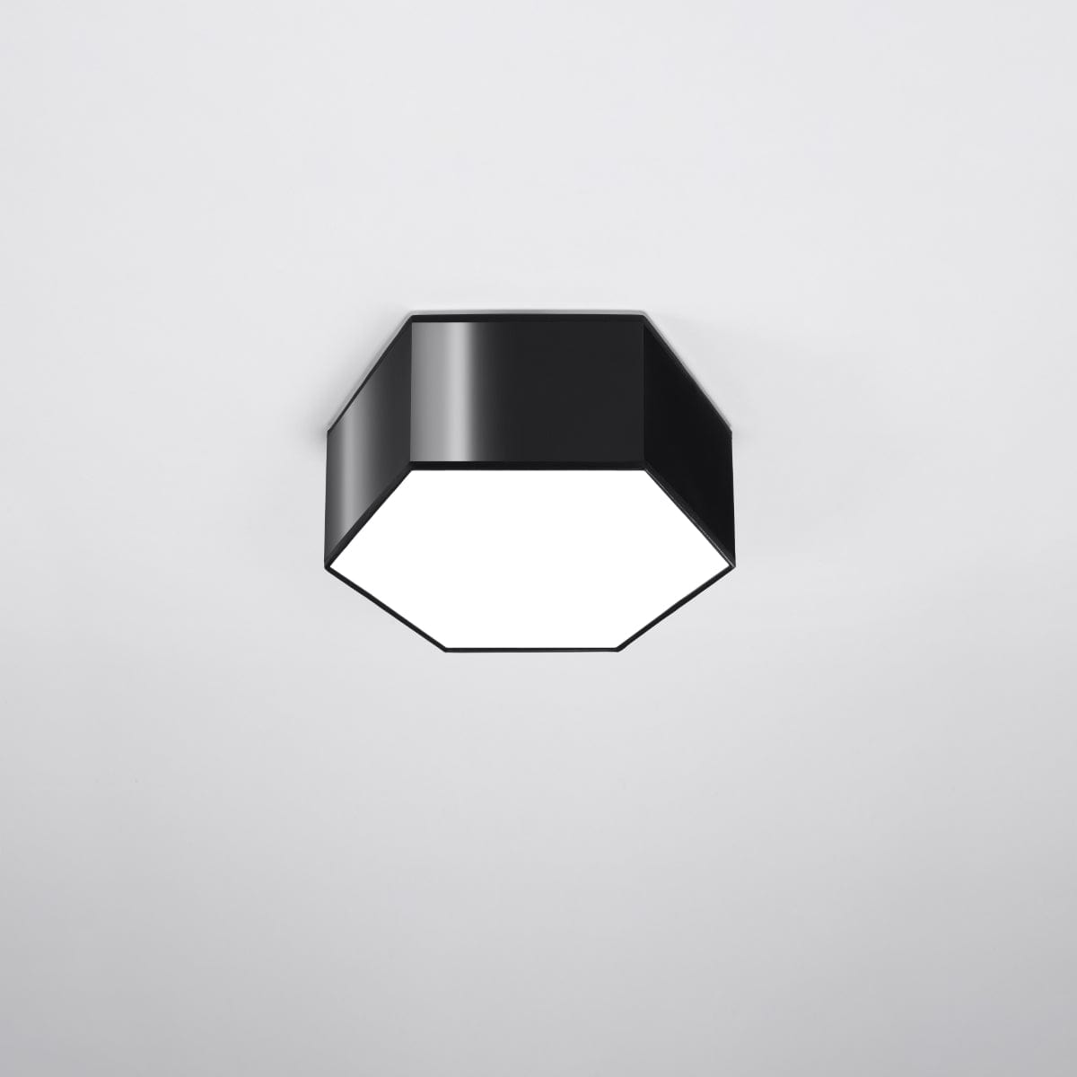 Sollux Lighting SUNDE Ceiling Lamp 13 Black - Modern Hexagonal Design - Warm Glow - Replaceable LED Bulb - Easy Surface Mount - Perfect for Living Room or Bedroom