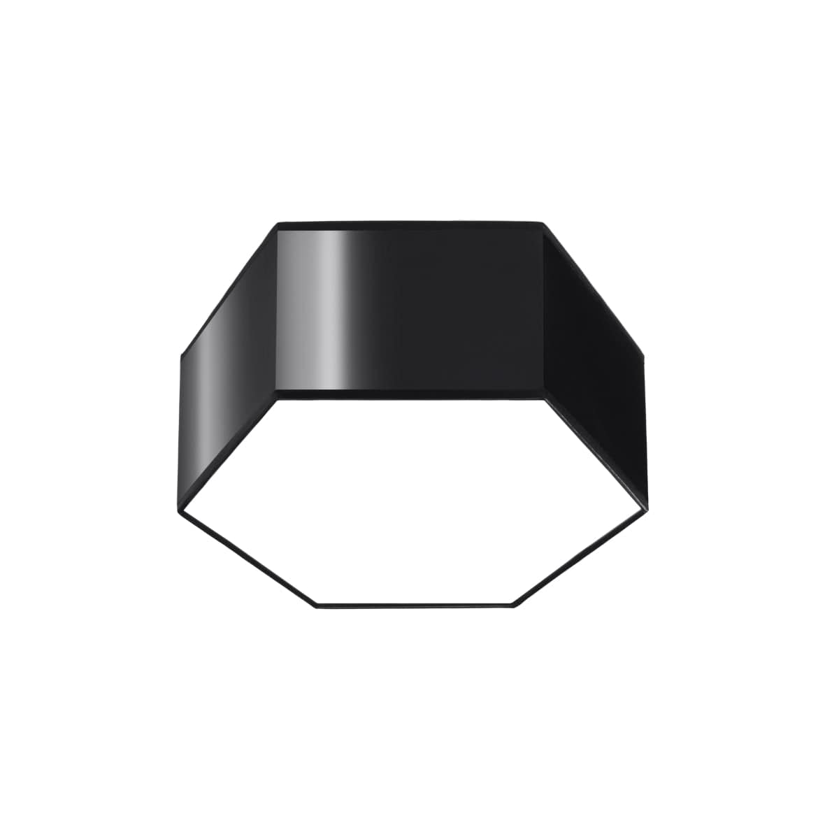 Sollux Lighting SUNDE Ceiling Lamp 13 Black - Modern Hexagonal Design - Warm Glow - Replaceable LED Bulb - Easy Surface Mount - Perfect for Living Room or Bedroom