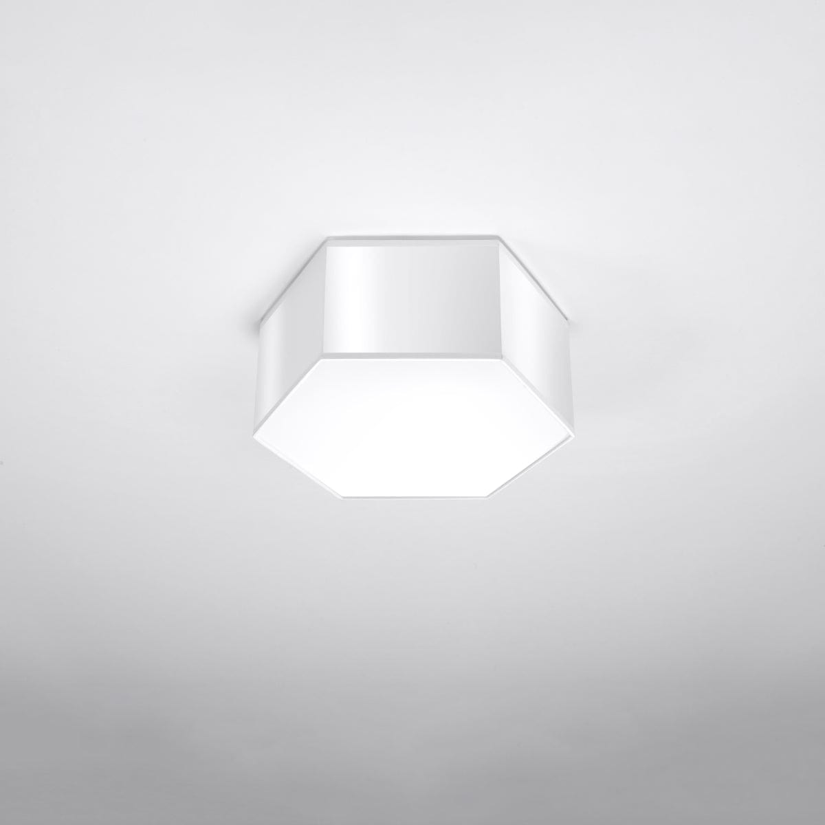 Sollux Lighting SUNDE Ceiling Lamp 13 White - Modern Hexagonal Design - Warm Glow - Replaceable LED Bulb - Easy Surface Mount - Ideal for Living Room or Bedroom