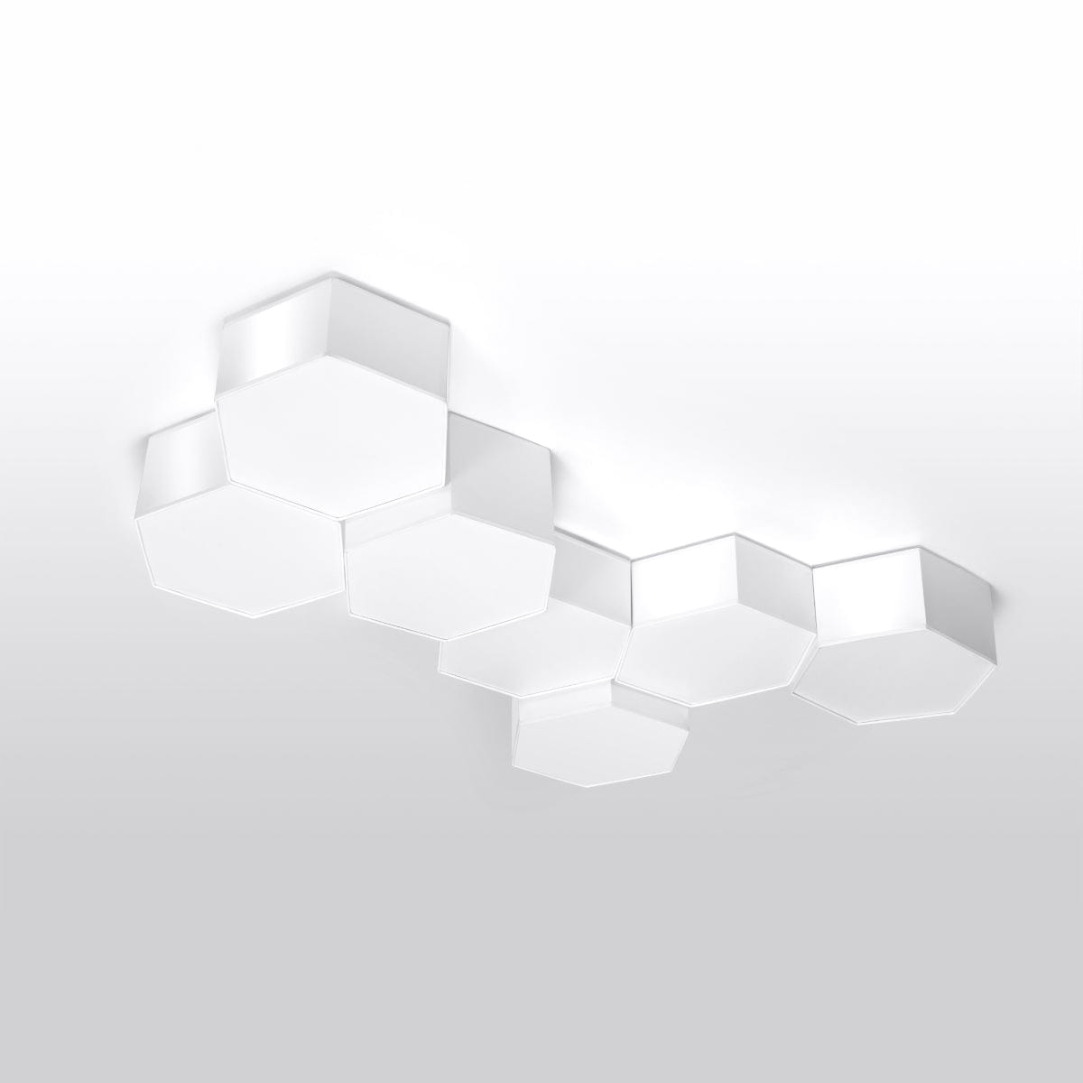 Sollux Lighting SUNDE Ceiling Lamp 13 White - Modern Hexagonal Design - Warm Glow - Replaceable LED Bulb - Easy Surface Mount - Ideal for Living Room or Bedroom