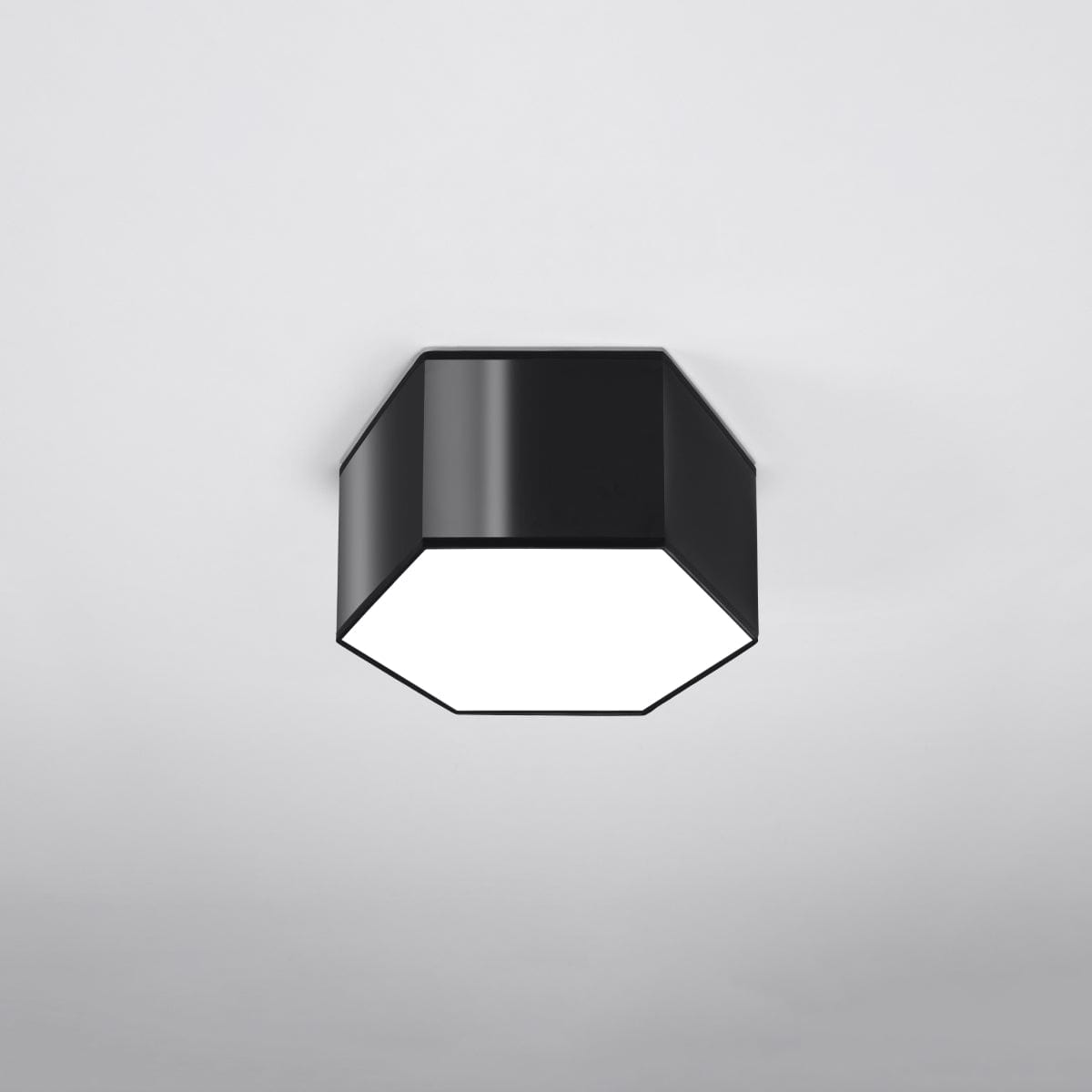 Sollux Lighting SUNDE Ceiling Lamp 15 Black - Modern Hexagonal Design - Warm Glow - Replaceable LED Bulb - Easy Surface Mount - Ideal for Living Room or Bedroom