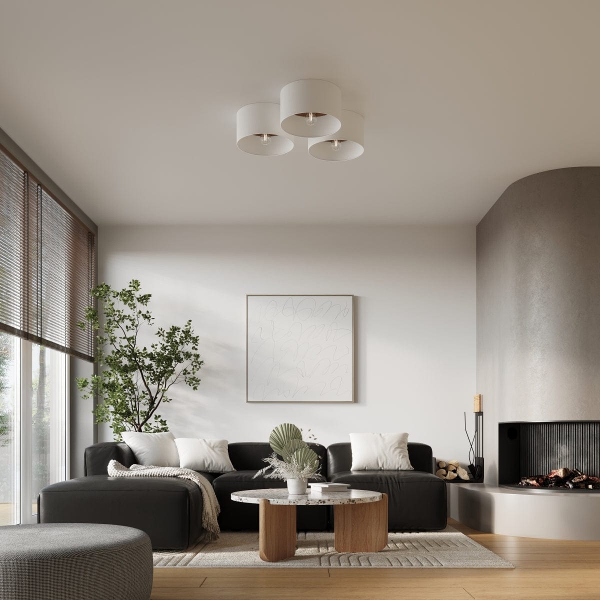Sollux Lighting TELESTO Ceiling Lamp White/Dark Brown - Minimalist Modern Design - Energy-Efficient LED Compatible - Elegant & Cozy Lighting