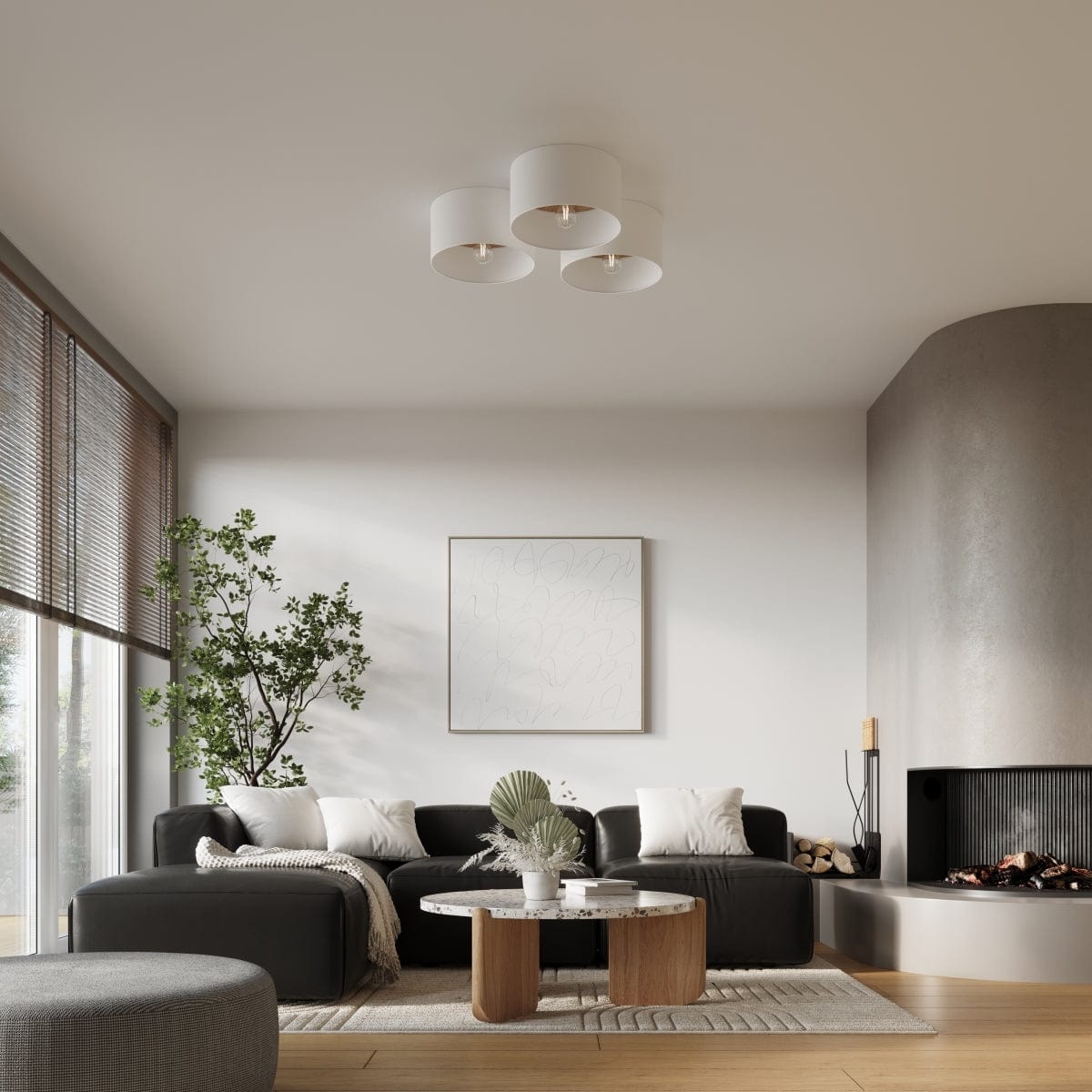 Sollux Lighting TELESTO Ceiling Lamp White/Light Brown - Minimalist Modern Design - LED Compatible - Elegant & Cozy Lighting for Living Room, Bedroom, Kitchen