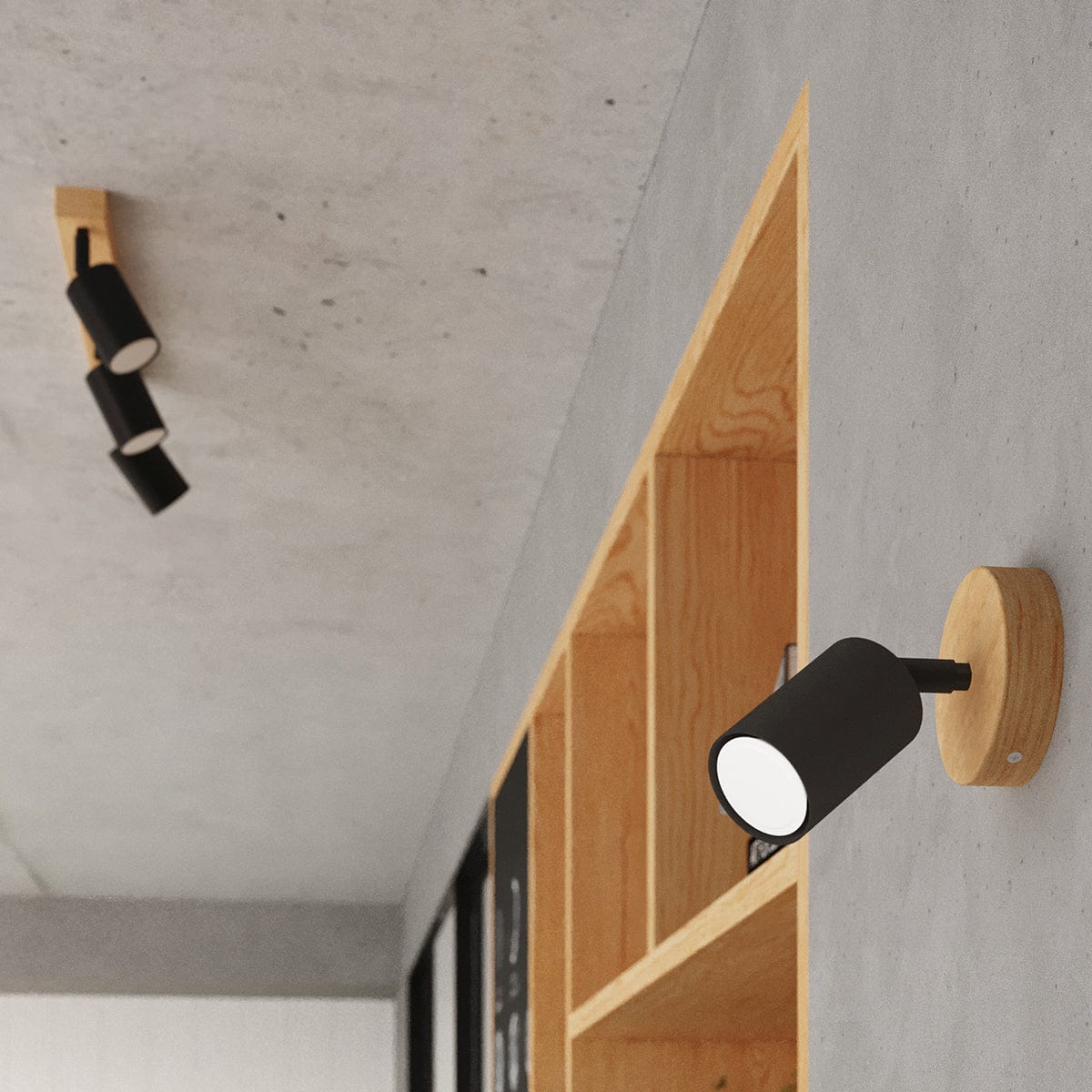 Sollux Lighting VERDO 3L Black Ceiling Light - Modern Steel and Wood Design - E27 Bulb Compatible - Industrial Minimalist Style - Ideal for Living Room or Kitchen