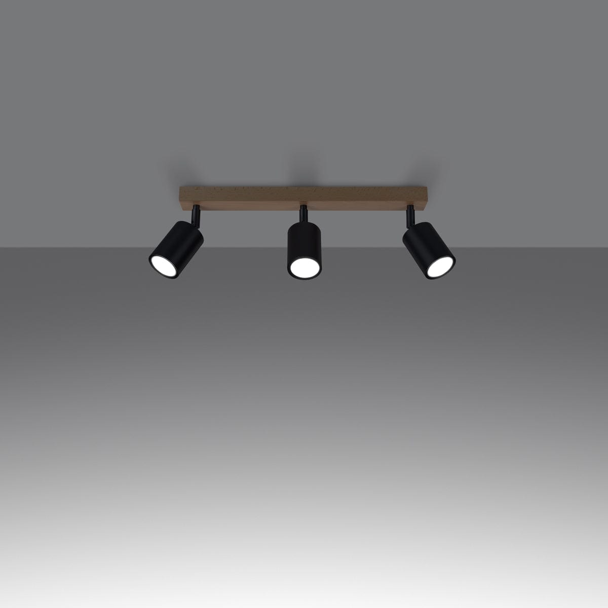 Sollux Lighting VERDO 3L Black Ceiling Light - Modern Steel and Wood Design - E27 Bulb Compatible - Industrial Minimalist Style - Ideal for Living Room or Kitchen