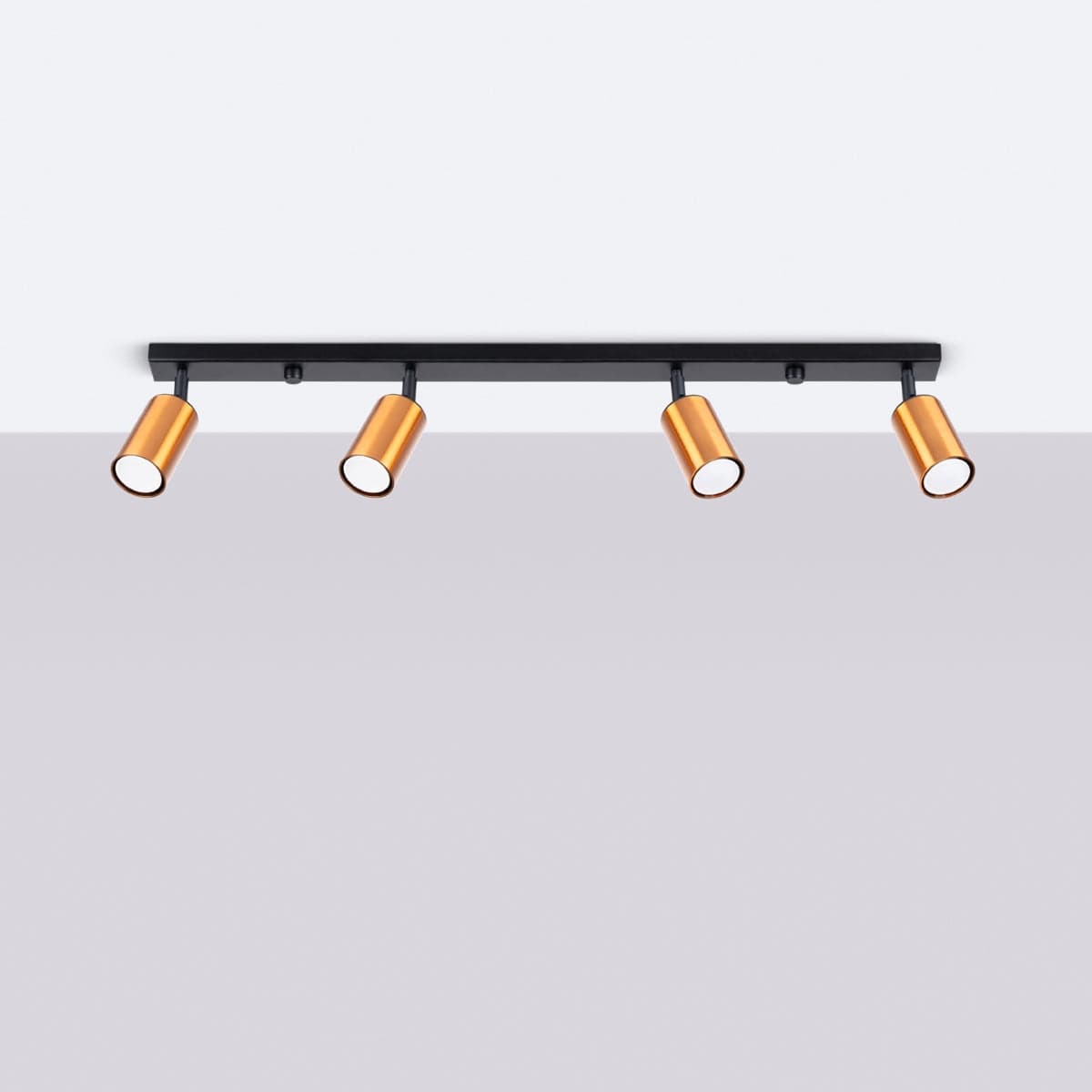 Sollux Lighting WINX 4 L Black-Copper Ceiling Lamp - Modern Metal Design - Quadruple Adjustable Lights - E27 Bulb Compatible - Stylish and Functional Lighting Solution