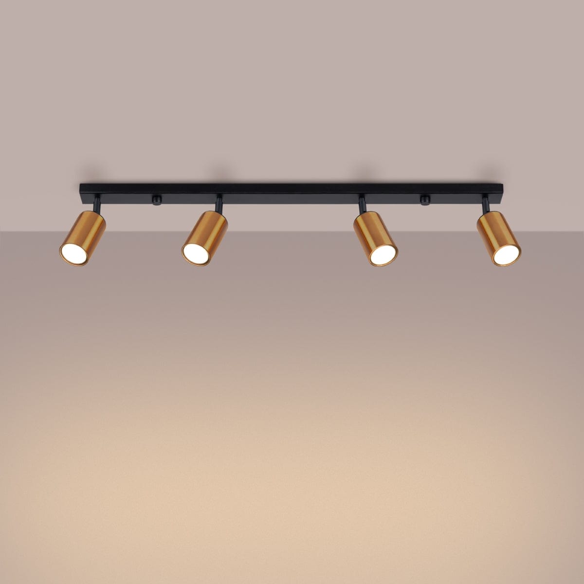 Sollux Lighting WINX 4 L Black-Copper Ceiling Lamp - Modern Metal Design - Quadruple Adjustable Lights - E27 Bulb Compatible - Stylish and Functional Lighting Solution