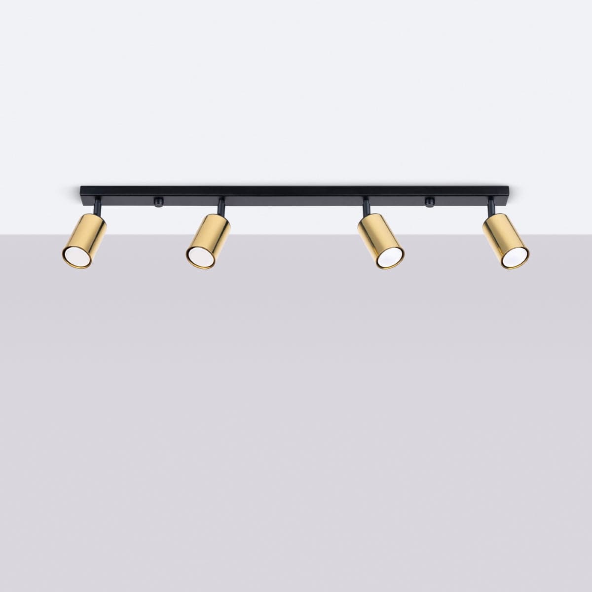 Sollux Lighting WINX 4 L Black-Gold Ceiling Lamp - Modern Metal Design - Quadruple Adjustable Lights - E27 Bulb Compatible - Sleek and Elegant Lighting Solution