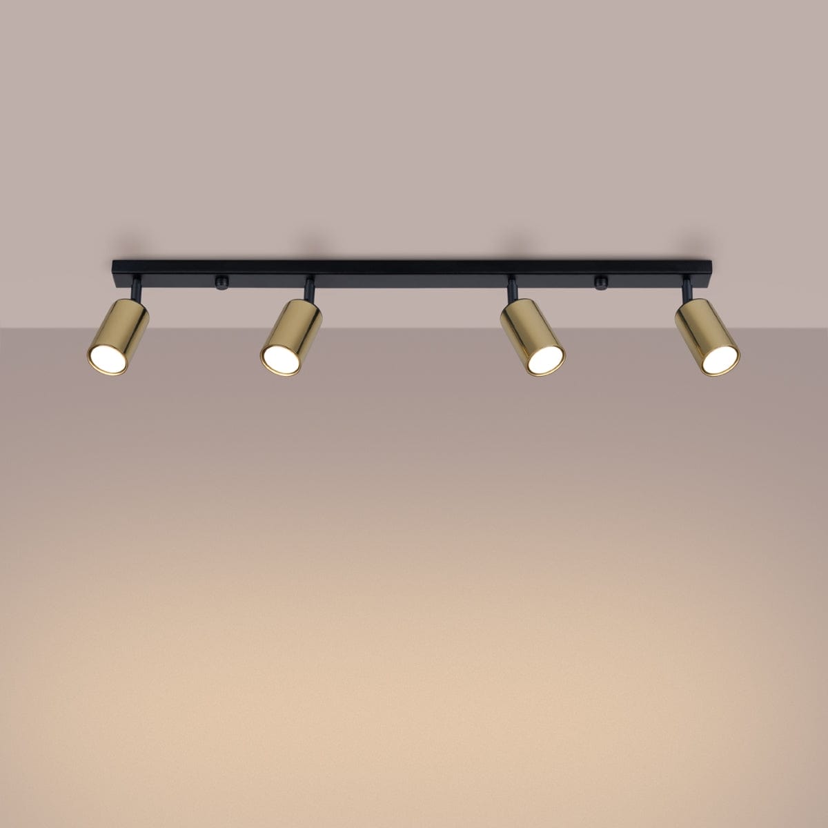 Sollux Lighting WINX 4 L Black-Gold Ceiling Lamp - Modern Metal Design - Quadruple Adjustable Lights - E27 Bulb Compatible - Sleek and Elegant Lighting Solution
