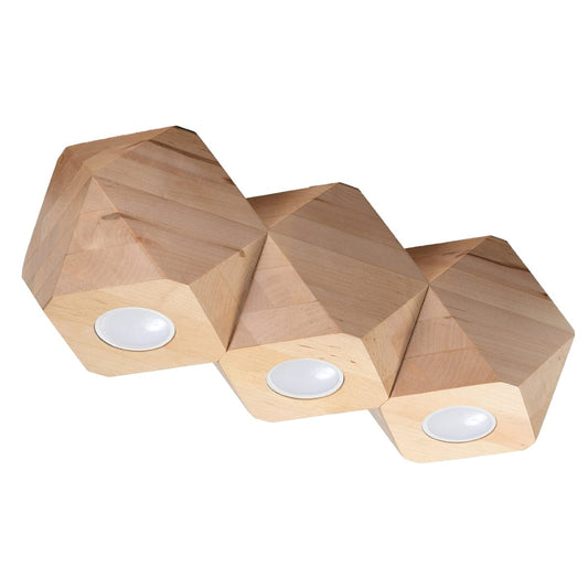 Sollux Lighting WOODY 3 Natural Wood Ceiling Lamp - Minimalist Design - Durable Wooden Construction - Adjustable Light Color and Power - Ideal for Modern Interiors