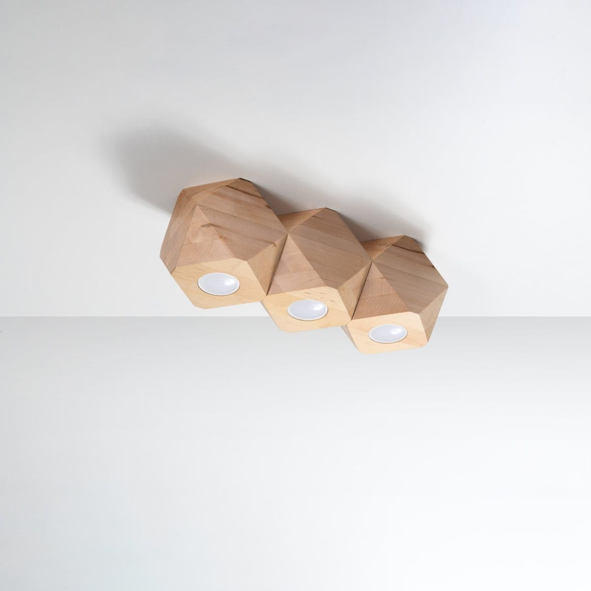 Sollux Lighting WOODY 3 Natural Wood Ceiling Lamp - Minimalist Design - Durable Wooden Construction - Adjustable Light Color and Power - Ideal for Modern Interiors