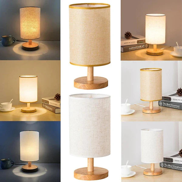 Organic Glow Lamp – Natural Wood & Cloth – Dimmable & Remote Control – USB Powered – Adjustable Light Settings (Warm, Natural, Cool)