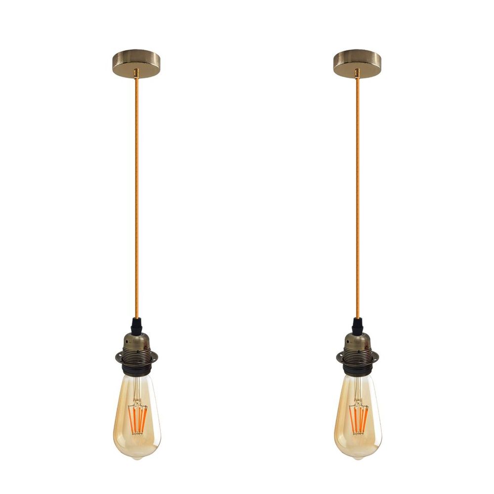 2 Pack Vintage Industrial Pendant Light,lampshade E27 UK Holder Fitting  Set