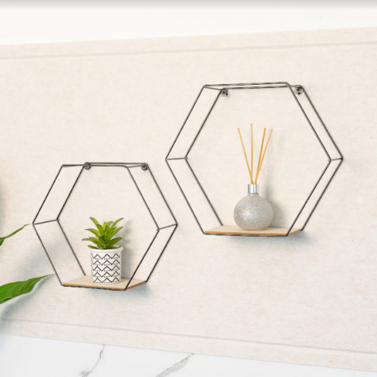 Set of 2 Hexagonal Wall Shelves - CHELF