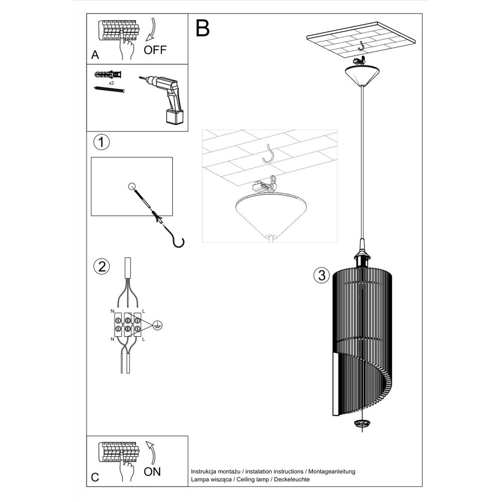 Pendant Lamp Wood Alexia - Scandinavian Minimalist Design - E27 Bulb Compatible