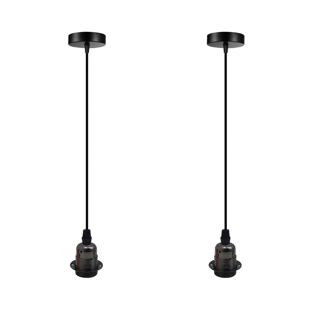 2 Pack Vintage Industrial Pendant Light,lampshade E27 UK Holder Fitting  Set