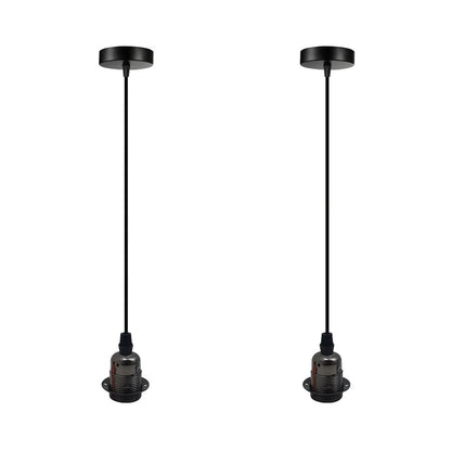 2 Pack Vintage Industrial Pendant Light,lampshade E27 UK Holder Fitting  Set