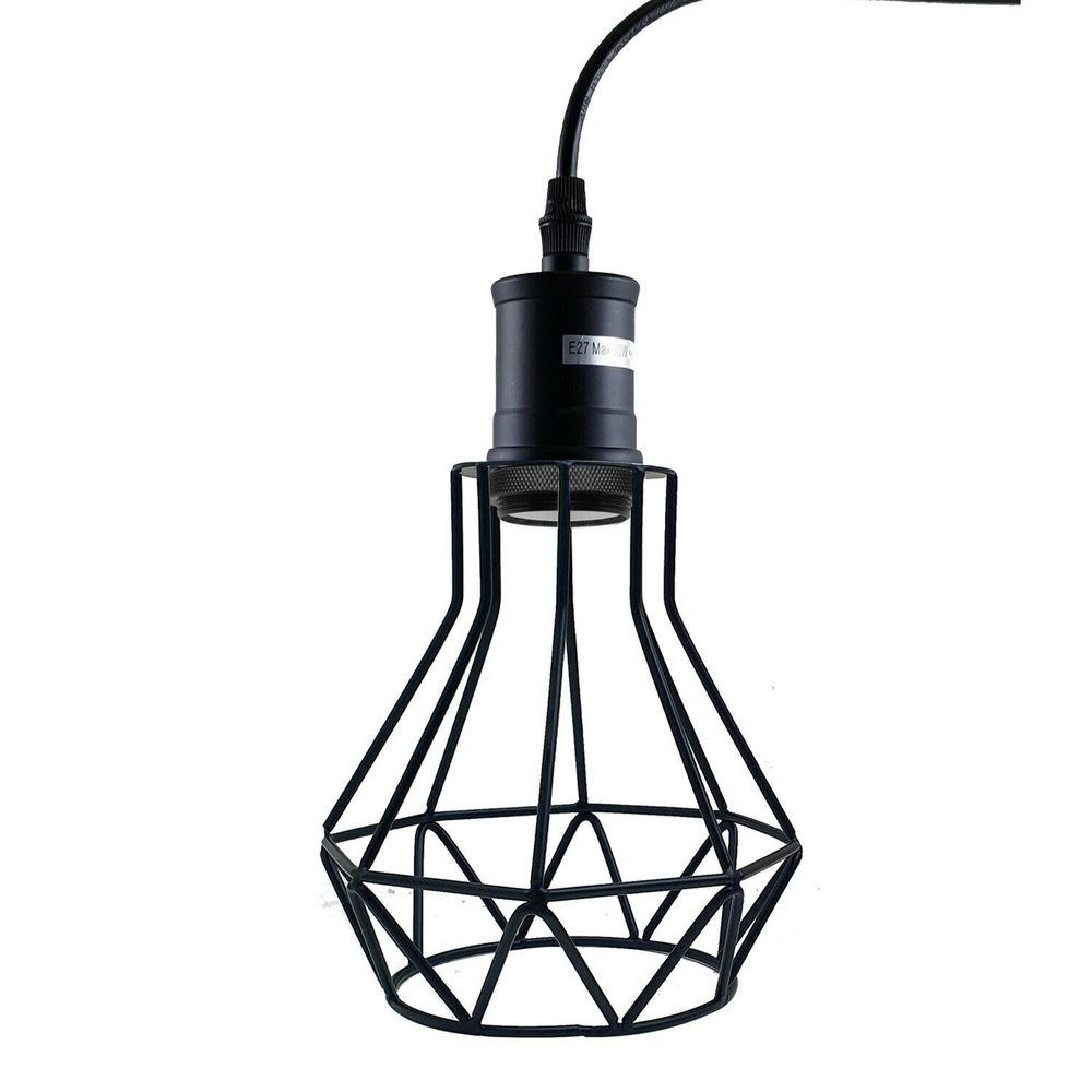 Industrial E27 Black Light Ceiling Pendant Light Cage Hanging Lampshade Fitting Kit