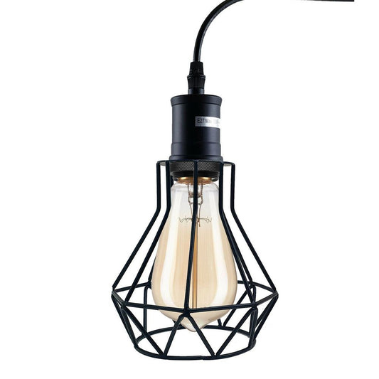 Industrial E27 Black Light Ceiling Pendant Light Cage Hanging Lampshade Fitting Kit