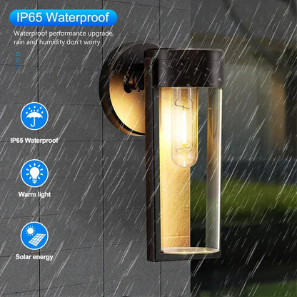 Solar Powered Wall Lights - Warm Glow LED - IP65 Waterproof - Weatherproof ABS - Modern Minimalist Design - Easy Installation