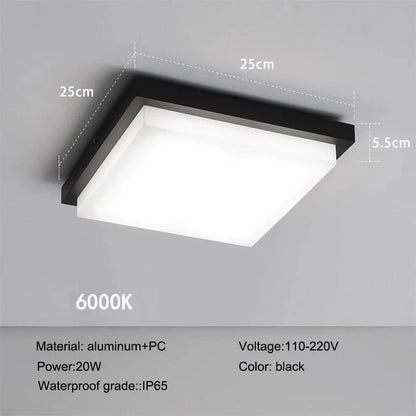 Verthara 10-Inch LED Flush Mount Ceiling Light Fixture – 20W Black Square Lamp for Indoor and Outdoor Use