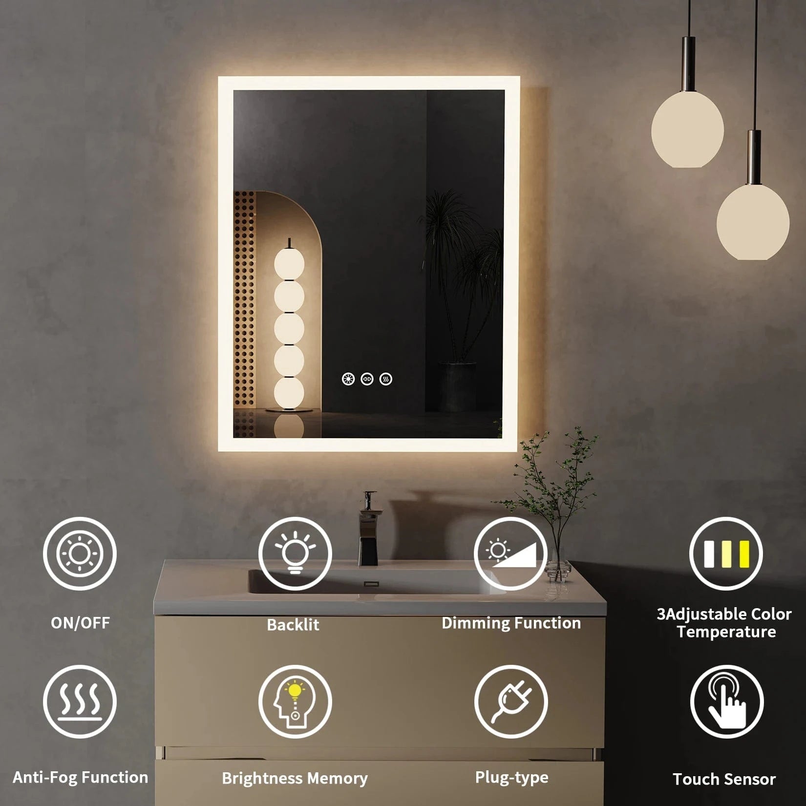 Verthara 16x20 Inch Oval LED Wall Mirror 16x20 inch