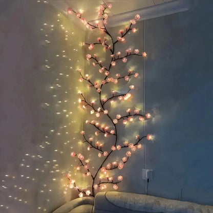 Verthara 96LED Cherry Blossom Branch Lights - Warm White USB Powered Indoor Outdoor Decorative Night Lights Pink