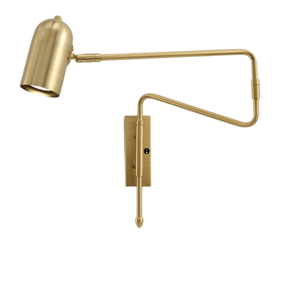 Verthara Adjustable Industrial Wall Lamp with Long Arm and Switch – Black and Gold Wall Sconce for Versatile Lighting Gold with switch