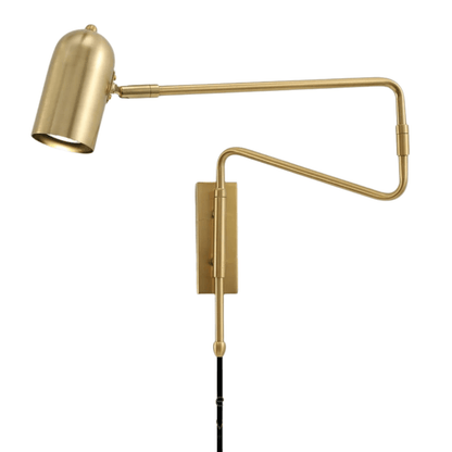 Verthara Adjustable Industrial Wall Lamp with Long Arm and Switch – Black and Gold Wall Sconce for Versatile Lighting Gold with open line