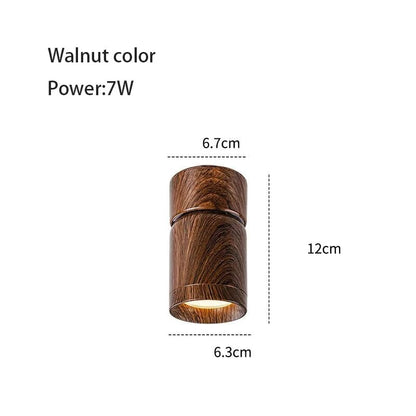 Verthara Adjustable LED Ceiling Light Fixture with Walnut Wood Grain Finish – Retro Wabi Sabi Style Ceiling Lamp walnut color 7W / 6000K