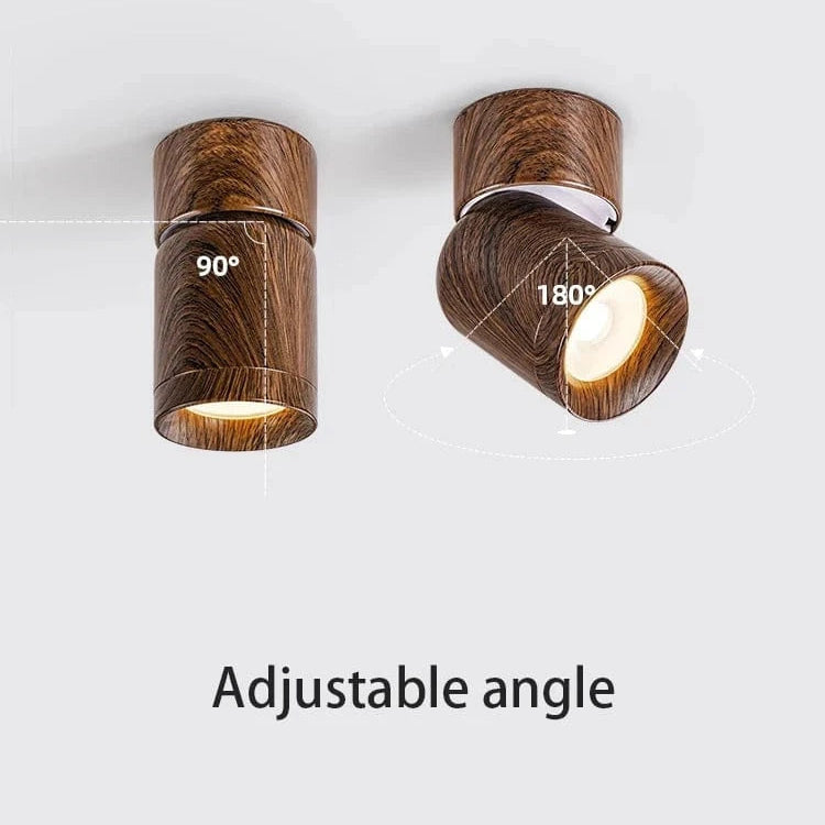 Verthara Adjustable LED Ceiling Light Fixture with Walnut Wood Grain Finish – Retro Wabi Sabi Style Ceiling Lamp