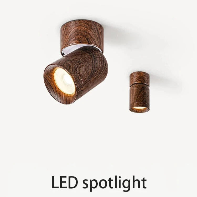 Verthara Adjustable LED Ceiling Light Fixture with Walnut Wood Grain Finish – Retro Wabi Sabi Style Ceiling Lamp