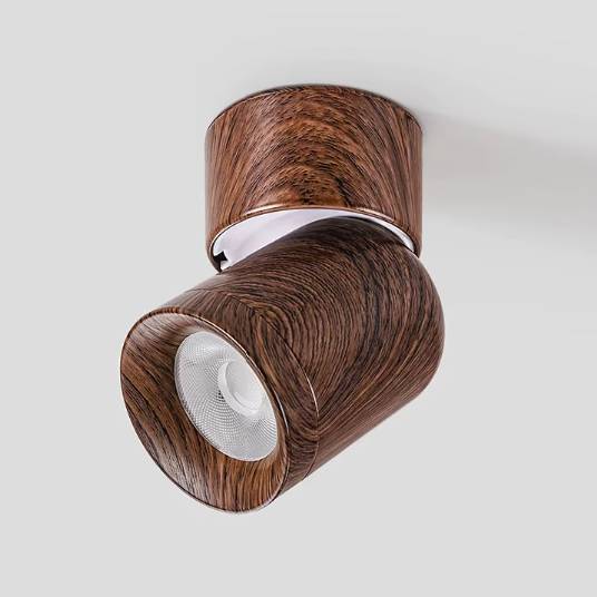 Verthara Adjustable LED Ceiling Light Fixture with Walnut Wood Grain Finish – Retro Wabi Sabi Style Ceiling Lamp 7W / 3000K