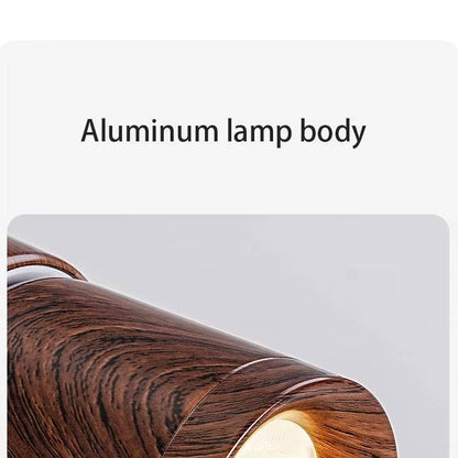 Verthara Adjustable LED Ceiling Light Fixture with Walnut Wood Grain Finish – Retro Wabi Sabi Style Ceiling Lamp