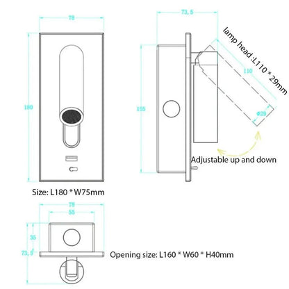 Verthara Adjustable USB Charging Wall Lamp with 350° Rotation – Modern Wall Sconce Lighting for Bedside and Hotel Use