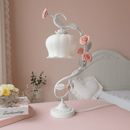 Verthara American Frosted Glass Flower Table Lamp White