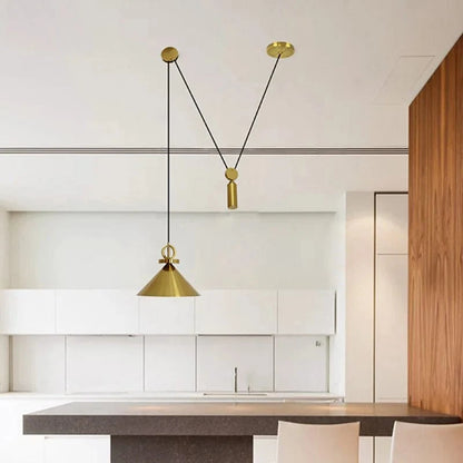 Verthara Black Adjustable Pendant Light with Lifting Pulley – Modern Ceiling Light Fixture for Home and Restaurant