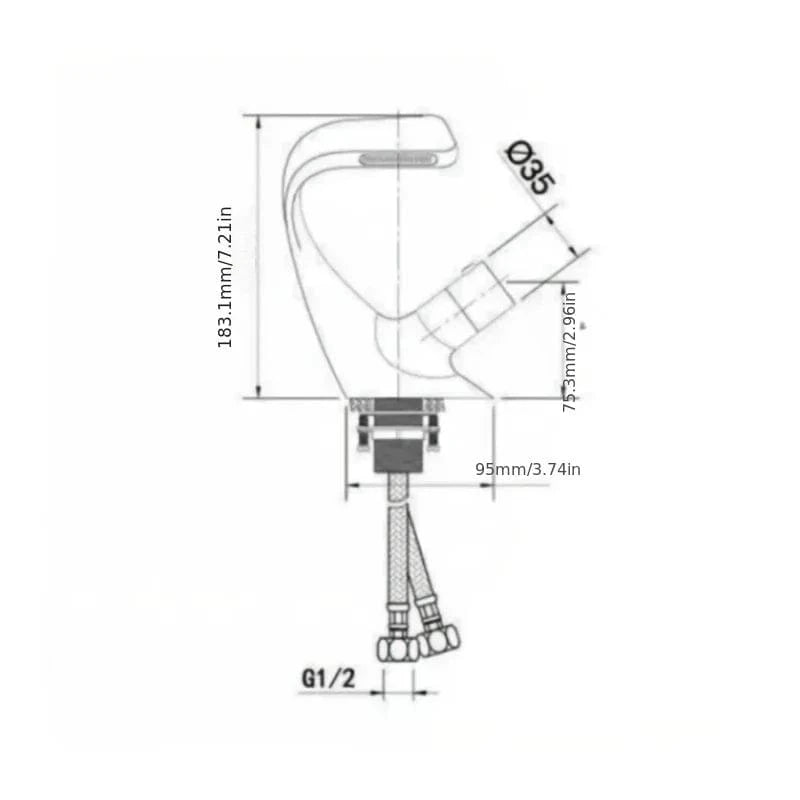 Verthara Black Copper Waterfall Bathroom Faucet – Hot and Cold Single Hole Basin Tap for Undercounter Sinks