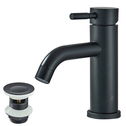 Verthara Black Deck Mounted Bathroom Faucet with Hot and Cold Mixer and Pop-Up Drain – Modern Basin Taps for Stylish Bathrooms Matte Black