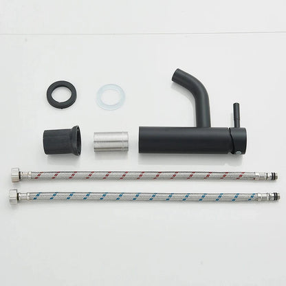 Verthara Black Deck Mounted Bathroom Faucet with Hot and Cold Mixer and Pop-Up Drain – Modern Basin Taps for Stylish Bathrooms