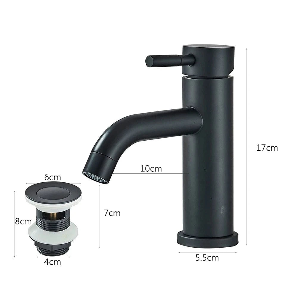 Verthara Black Deck Mounted Bathroom Faucet with Hot and Cold Mixer and Pop-Up Drain – Modern Basin Taps for Stylish Bathrooms