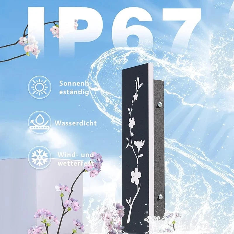 Verthara Black LED Outdoor Wall Light with Waterproof IP67 Rating and Peach Flower Pattern - Stainless Steel Wall Sconce for Garden or Villa