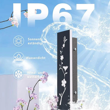 Verthara Black LED Outdoor Wall Light with Waterproof IP67 Rating and Peach Flower Pattern - Stainless Steel Wall Sconce for Garden or Villa